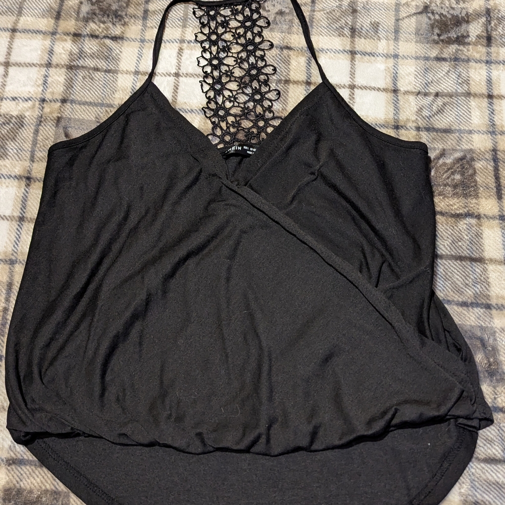 Elegant Black Lace Halter Top